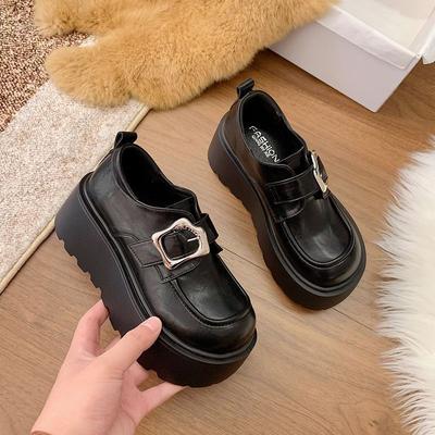 British Style Platform Retro Muffin Single Shoes Autumn New Fashionable Versatile Round Head Height Increase Small Leather Shoes