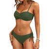 Zweiteiliges Bikini-Set für Damen mit verstellbaren Trägern und gerafftem Bandeau-Oberteil mit seitlicher Bindung am Unterteil für Badebekleidung, Strand, Pool