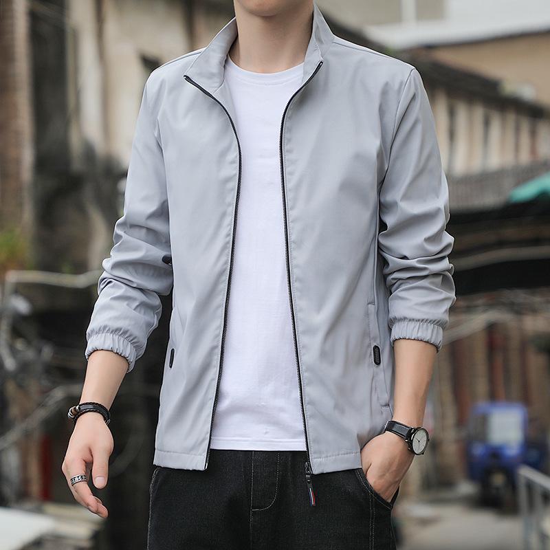 

2026 Men s Korean Style Plus Size Casual Stand-Up Collar Jacket for Spring/Autumn XL серый