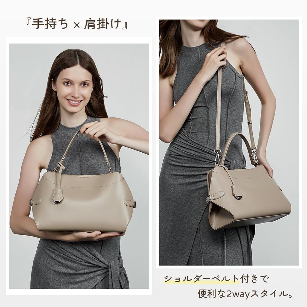 MFFOR Genuine Leather Shoulder Business Crossbody Large Commuting Bag Handbag, Bag, Women's, 2-Way Bag, Handbag, Bag, Capacity, Stylish, Simple,