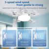 Modern E27 Drone Fan Light With Remote Control 3-Speed Wind/Dimmable 3-Color LED/Quiet Ceiling Lamp For Bedroom
