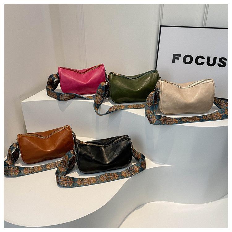 Soft Faux Leather Large Capacity Casual Shoulder Bag Simple Solid Color Crossbody Handbag