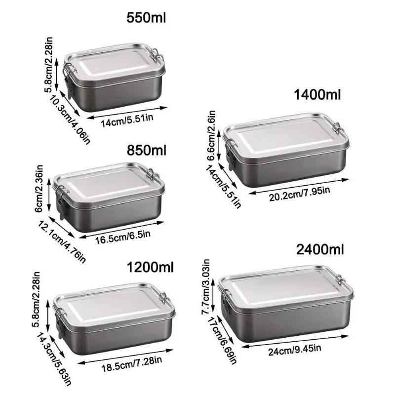 Durable Stainless Steel Bento Box Square Large Capacity Lunch Box with Lid Leakproof Lunch Container Outdoor