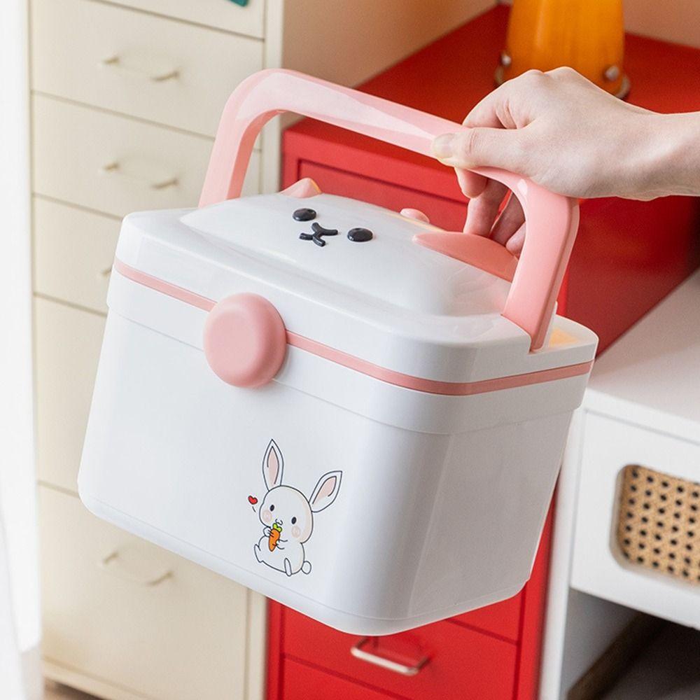 Dust-proof Cartoon Medicine Box Large Capacity Pill Container Double-layer Medicine Box  Office