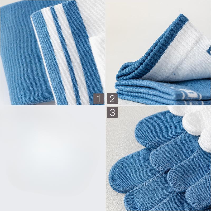 Fünf-Zehen-Socken, Damen-Streifen-Baumwollsocken, Atmungsaktiv, Anti-Sportler und Schweißabsorbierend, Kurze Socken mit Zehentrennung, Sport-Baumwollsocken