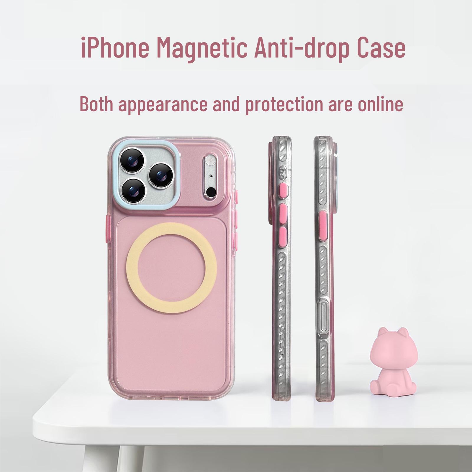 

Apple 17 Pro Max Ice Mist Matte Magnetic Ring iPhone 16 Fashionable Protective Case iPhone 17 Pro Max розовый