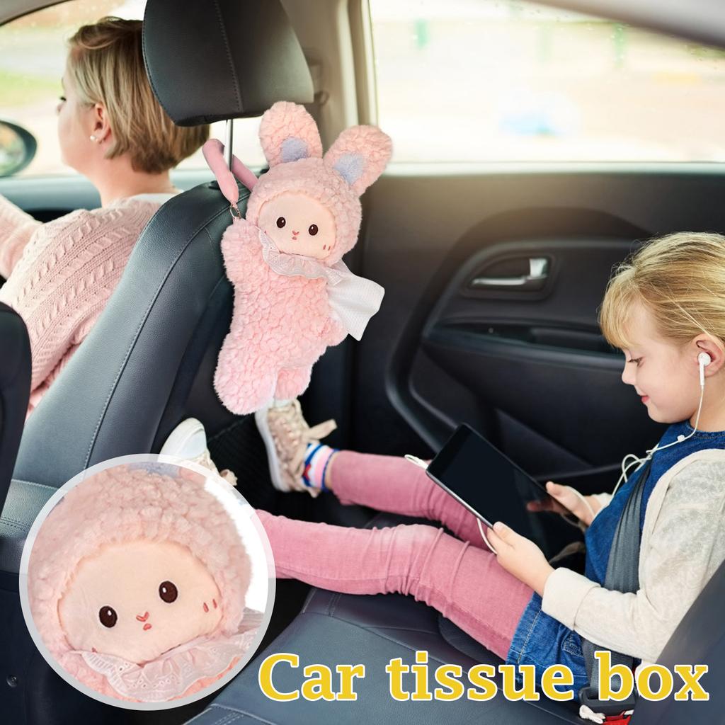 Cartoon Cute Car Tissue Box Plush Toy Car Interior Decoration Paper Box Multifunctional Car Tissue Bag
