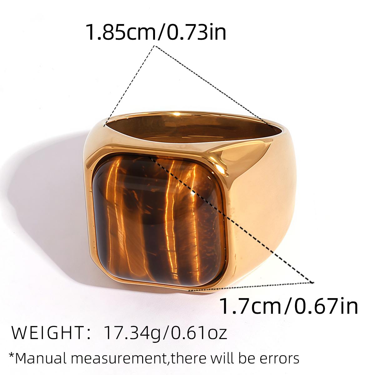 

Fashion Brown Stone Stainless steel Ring Oval Alpaca Rings For Women Adjustable Stacked Rings Ladies Zircon Gifts For Her