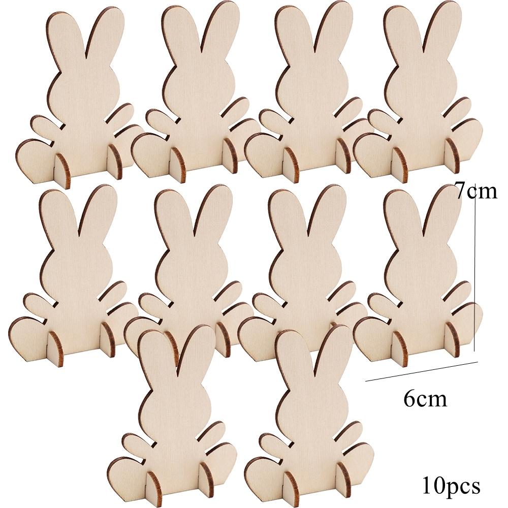 

4/10pc Easter Wooden Rabbit Ornament DIY Painting Rabbit Crafts For Easter Home Table Decorations Kids Handmade Gifts Supply