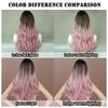 Women's Simulation Wig 60cm Hair Pink and Purple Wig Long Curly Wig Full Headgear Rose Hair Net Headdress Beauty Decoration Wig