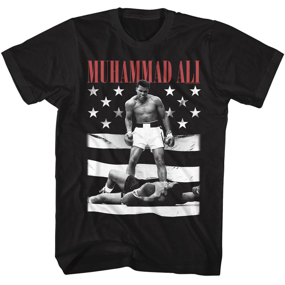 Muhammad Ali Boxing Sonny Liston Black White Stars Stripes Men T Shirt