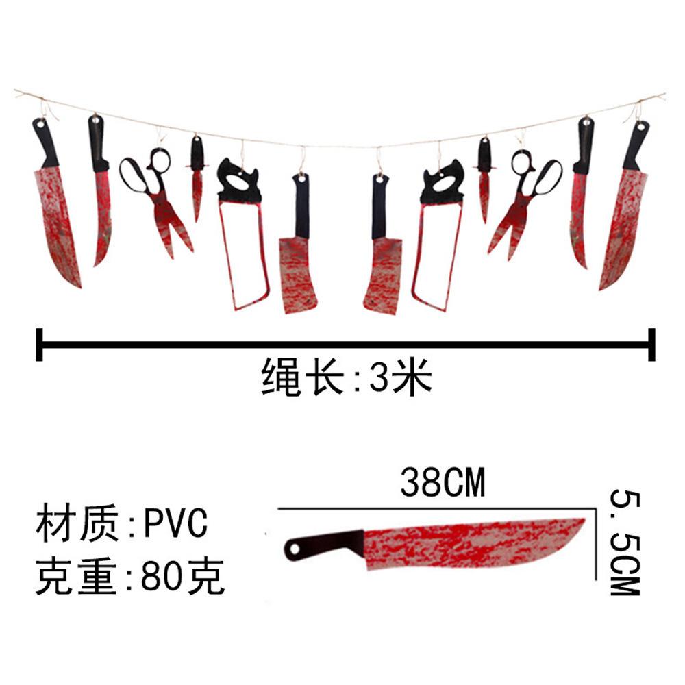 Halloween Horror Decoration Blood Knife String Flag Blood Bat Crow Spiral Pendant Customization