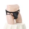 Buttocks Briefs Men Sexy Underwear Man Jockstrap Bulge Pouch PU Faux Leather Anal Underpants Jock Strap Metal Ring Black