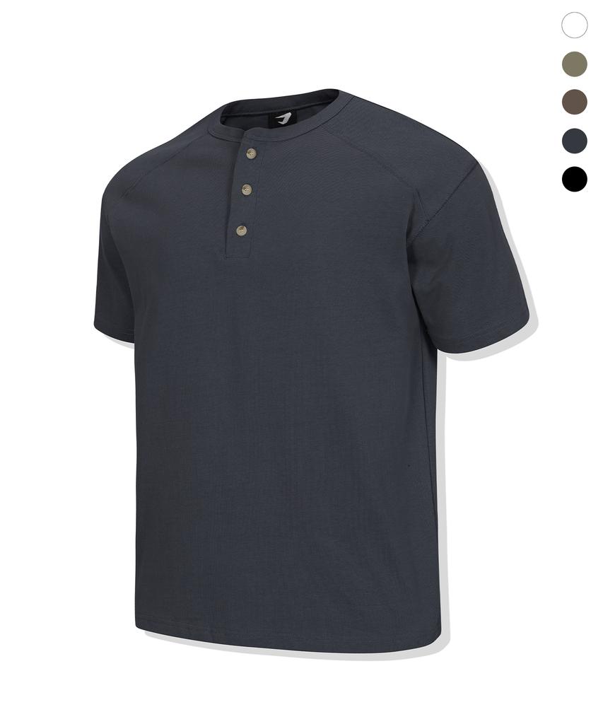 DRIX Shoulder Cutout Muscle Fit Henley Neck Half Sleeve_5 Colors