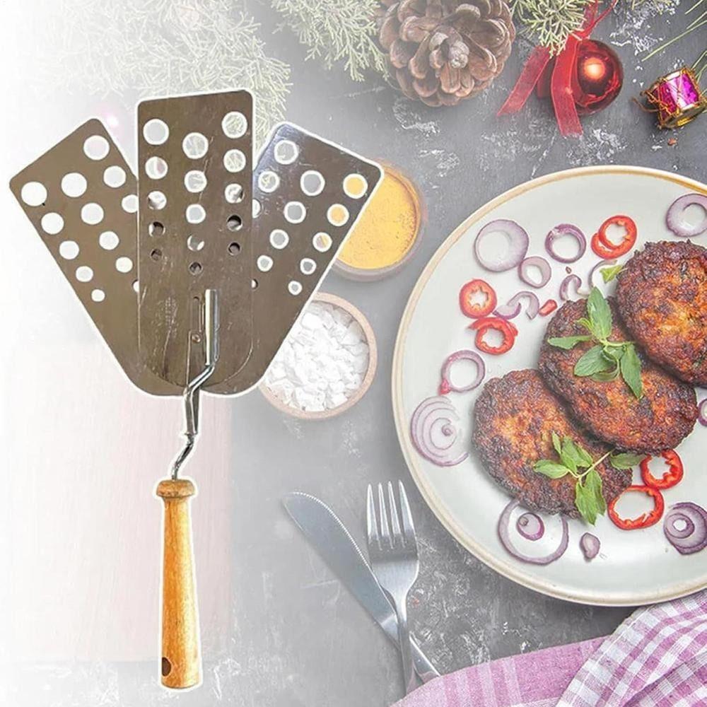 Stainless Steel Hot Meat Patty Spatula Heat Resistant BBQ Spatula New Burger Flip Smasher  Kitchen
