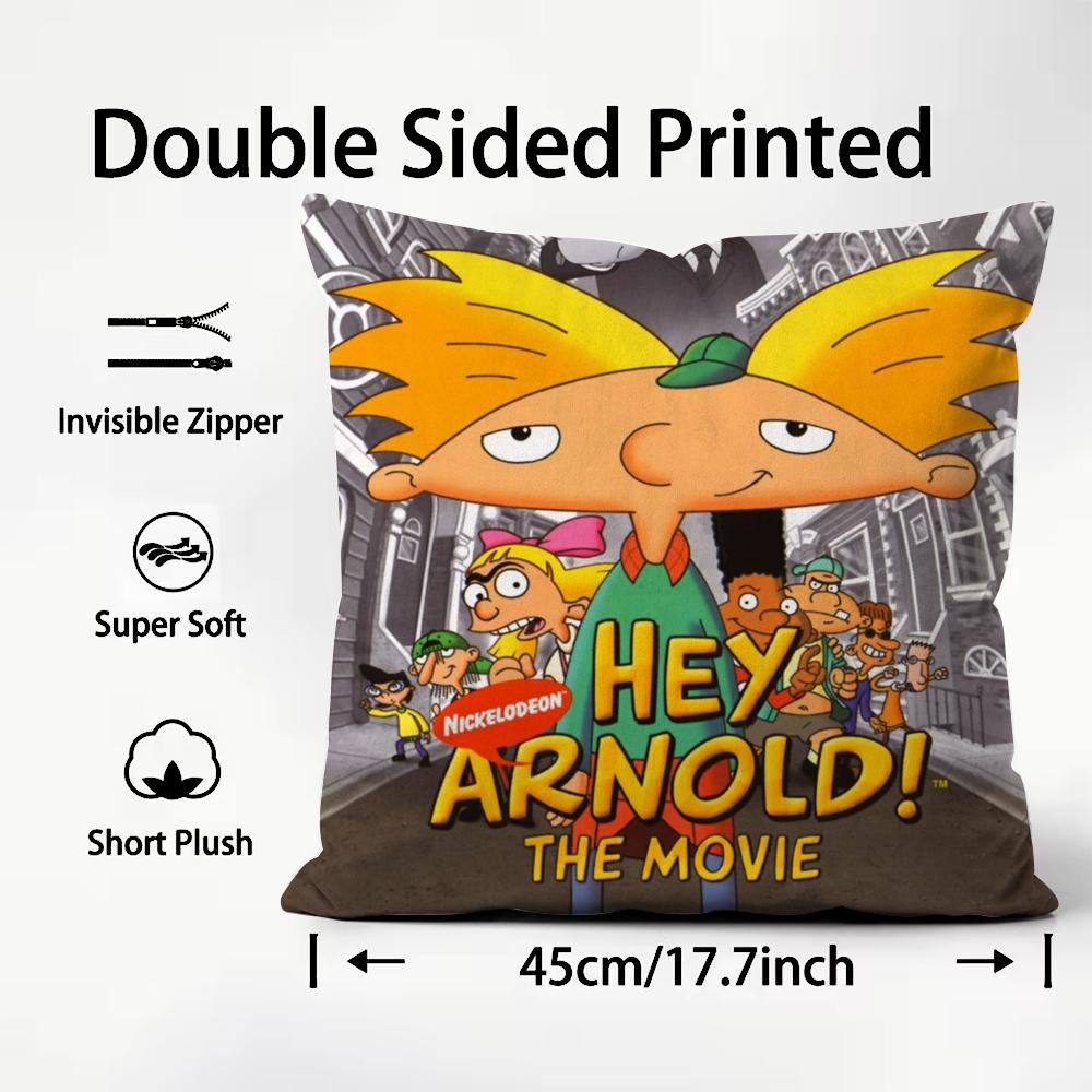 Anime H-Hey Arnold Cushion Cover Premium Comfort Reversible Pillow Cove -Two In One Design for Any Room & Car Interior