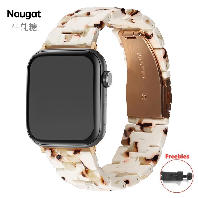 

Коричневий ремінець INS з леопардовим принтом зі смоли для Apple Watch 46 мм 49 мм 45 мм 40 мм 41 мм 38 мм 42 мм 44 мм ремінець Correa для iwatch 10 9 8 SE 7 6 38mm 40mm 41mm білий