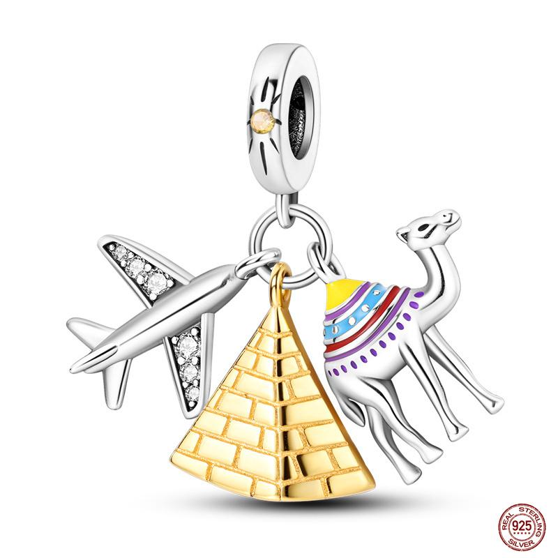100% Copper Golden Charm Fit Pan Original Bracelet Sunflower Pendants Cross Dangle Pyramid Diy Jewelry Making