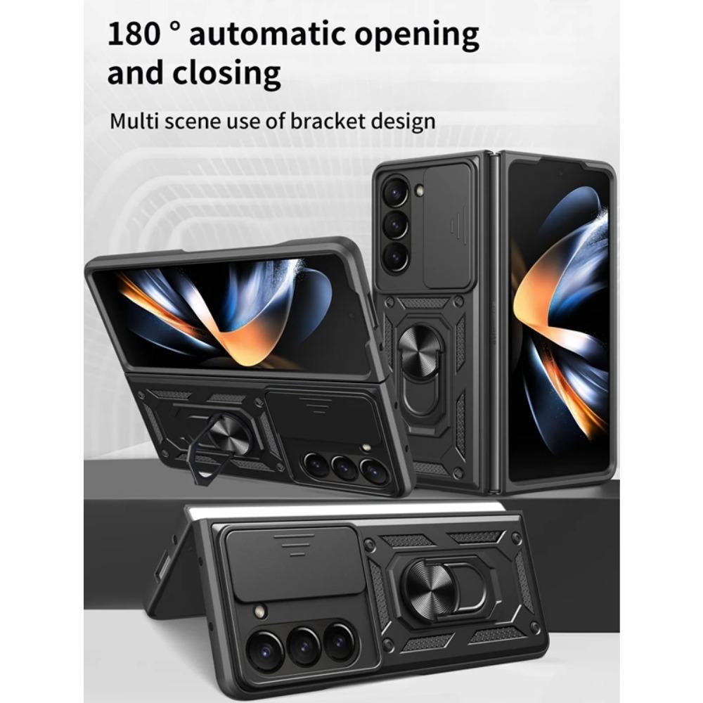 Armor Shockproof Case for Samsung Galaxy Z Fold 6 5 4 3 5G Protective Cover with Ring Magnetic Holder Business Full Protection Cover