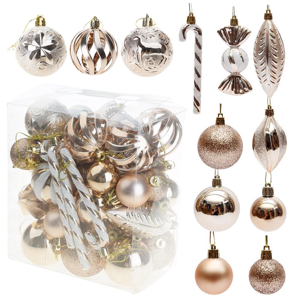 Festive Holiday Ornament Collection Shatter Proof Plastic Baubles Decorations Glittering Christmas Tree Pendants