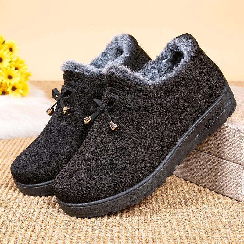 Winter Velvet Thickened Beijing Cloth Shoes Women's Cotton Shoes Cold-proof and Warm Soft-soled Non-slip Old Cotton Shoes