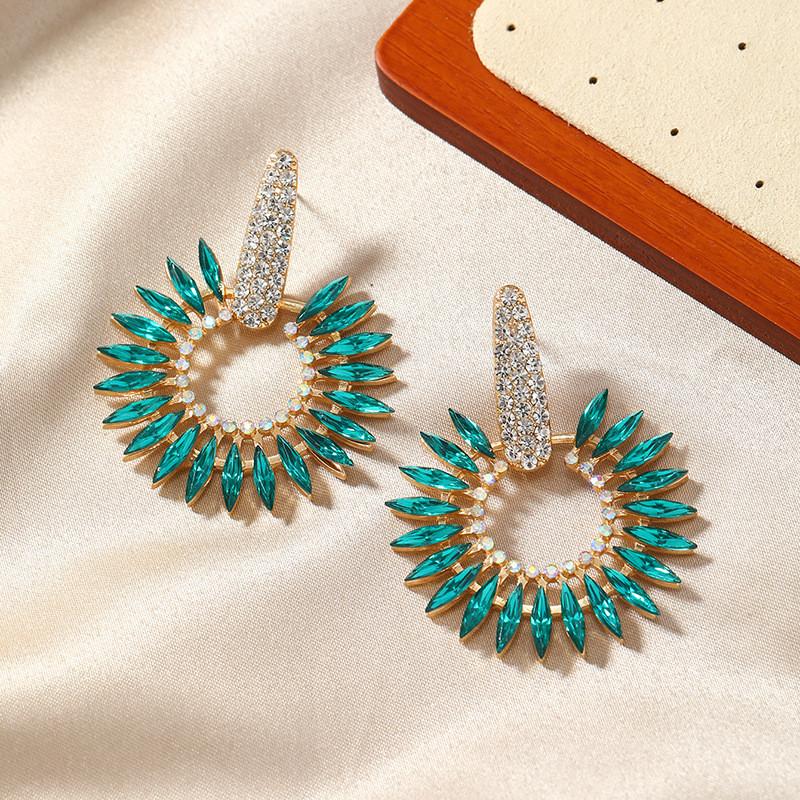 Pinkdudu Multi-Layer Floral Earrings Alloy Statement Drops with Colorful Rhinestones Sparkling Spring Summer New PD18126