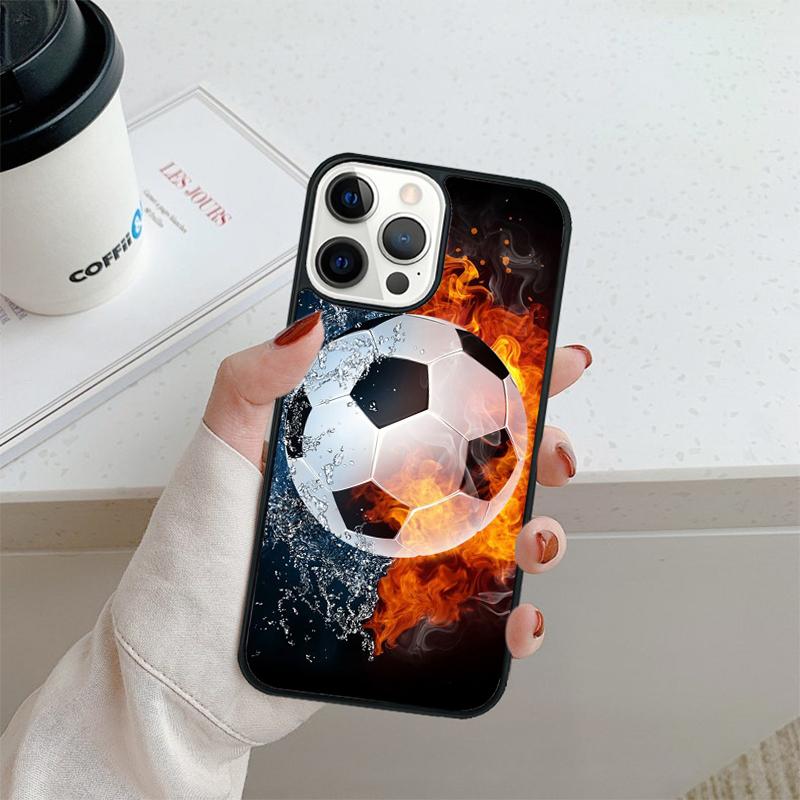 Fire Football Soccer ball Phone Case For iPhone 17 Air 16 pro max 15 14 plus 12 13 Shell Cover coque