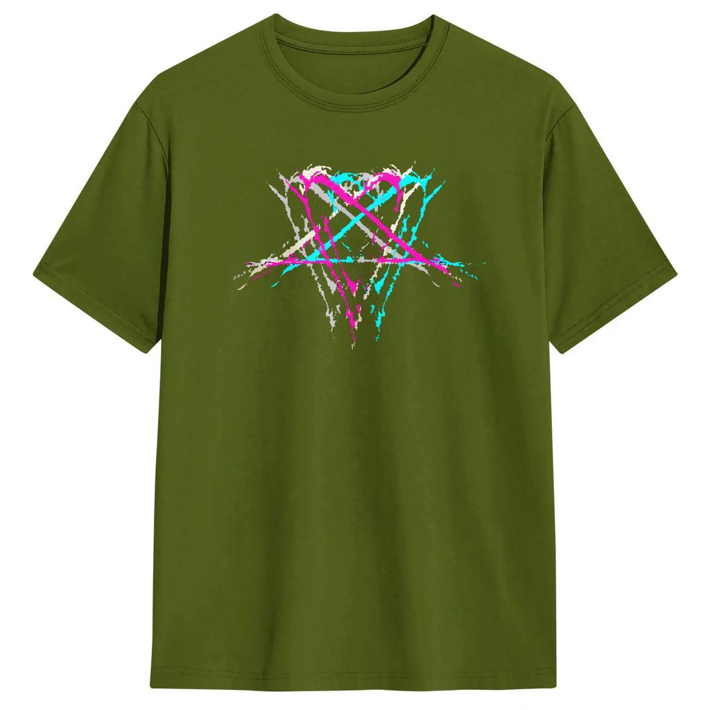 Unisexs Liebe Metallband HIM Heartagram T-Shirts 100% Baumwolle Kleidung Lässiges Kurzarm Rundhals-T-Shirt Grafik-T-Shirts