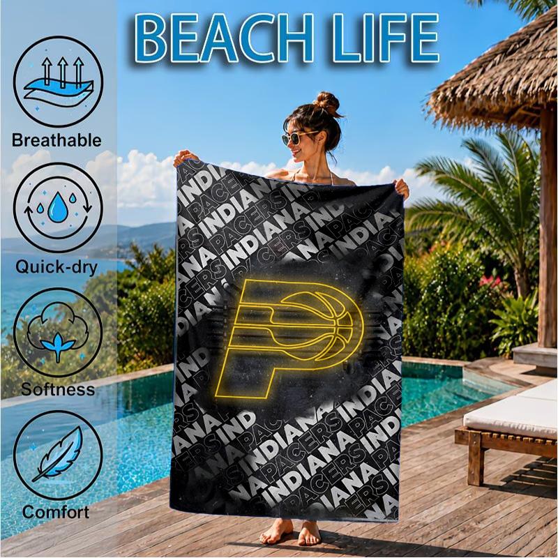 Basketball Pacers Neon Art Beach Towel, Microfiber Beach Towel, Perfect For Pool, Beach, Travel, Home Decor Beach Party Fan Gifts
