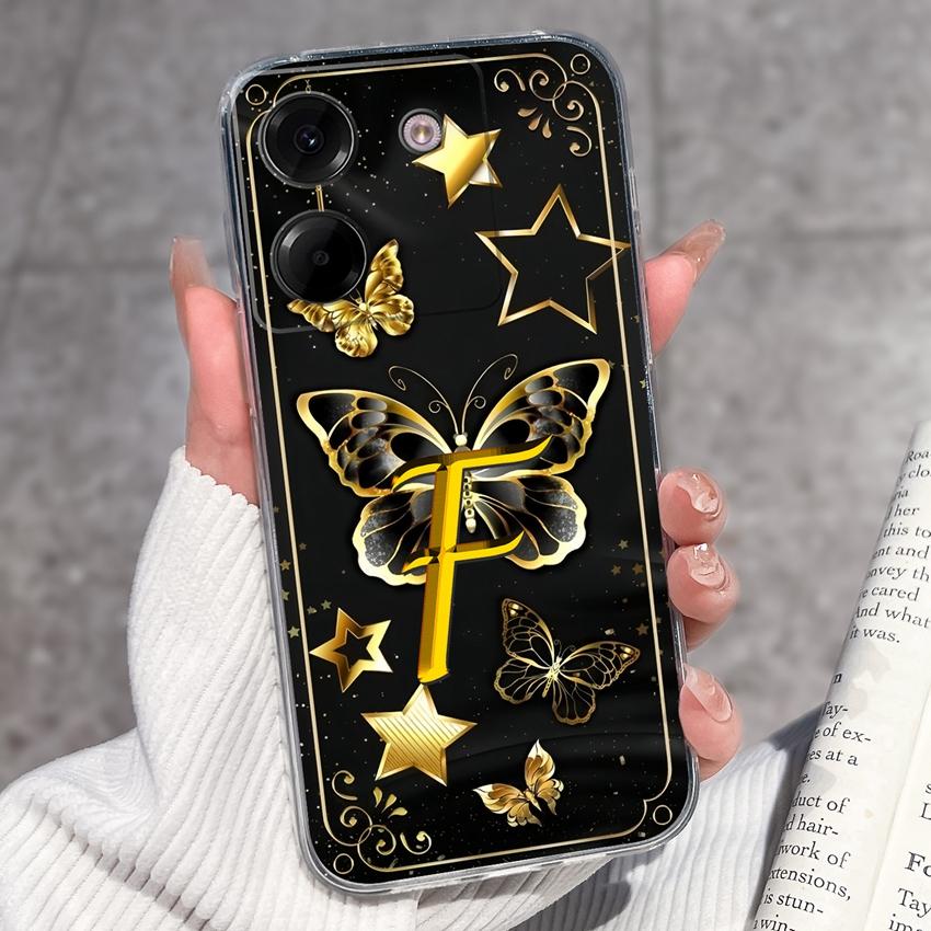 Clear Back Cover For Xiaomi Poco M7 M8 M6 M4 F5 Pro M5 F4 F3 Civi 1S M6 Plus Fashion Soft TPU Silicone Phone Case For Xiaomi Cute Letter Bumper Casing