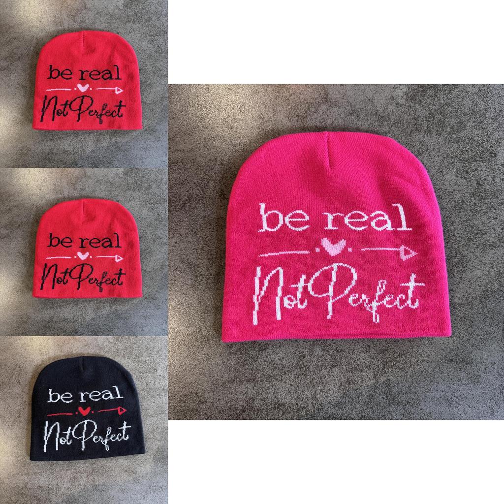 High Top Knit Hat For Men Women With Letter Design Warm Acrylic Breathable For Winter Season
