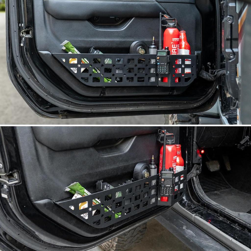 Z8 Metal Front Door Storage Box Pockets Fit Jeep Wrangler JL JLU 4XE 2018-2024 & Gladiator JT -2024 Interior Door Side Ert Organizer Molle Panels