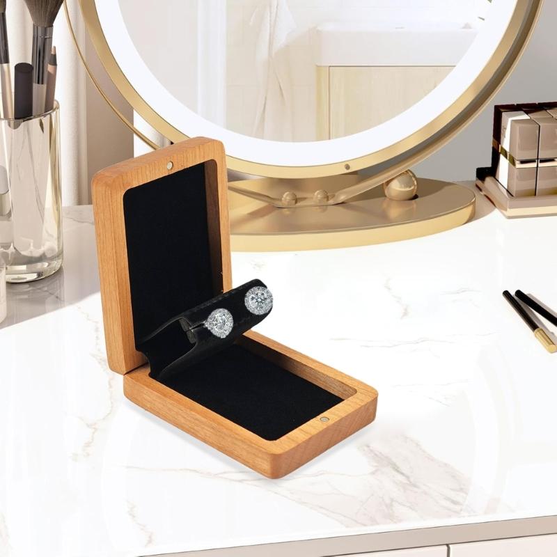 Elegant Earrings Storage Box Multifuntional Jewelry Organizers Wood Earrings Holder Suitable for Home or Travel Use
