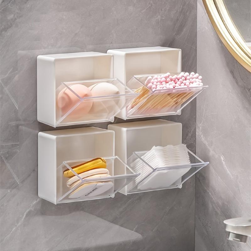 Wall-mounted Flip Storage Box, Punch Free Storage Box, Cosmetic Cotton Swab Multifunctional Storage Box, 2 Color Options