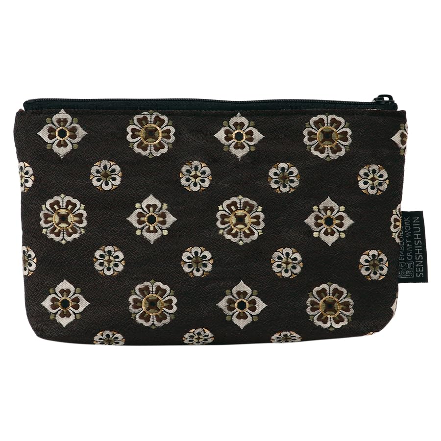 Senshishuin Nishijin Brocade Pouch (Lined) with Shokura Hanabishi Crest (Small)