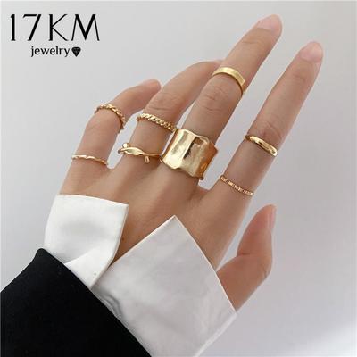 Bohemian Gold Cross Wide Rings Set for Women Girls Simple Chain Finger Tail Rings
