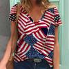 Summer Casual and Comfortable American Flag 3D Printed Women's V-neck Short Sleeved T-shirt