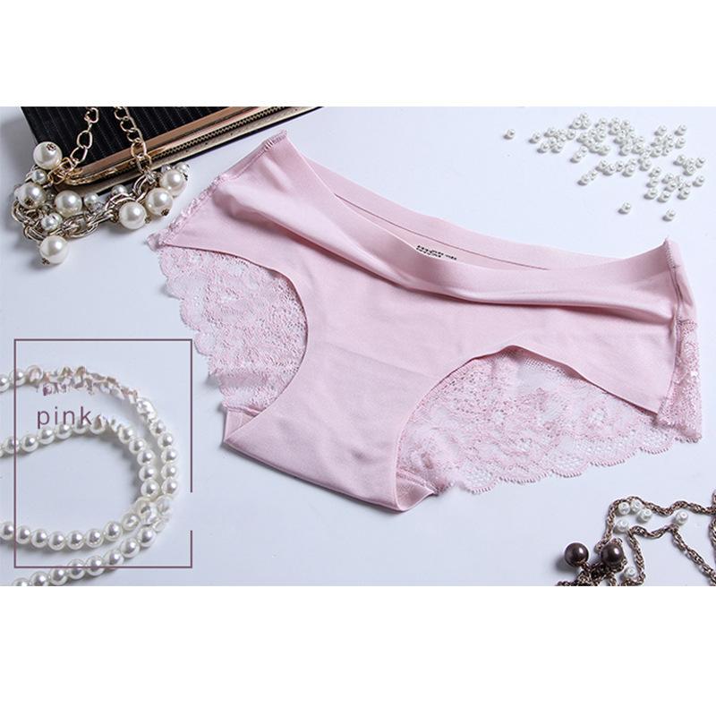 

Нижнее белье из ледяного шелка, женские трусы без следов со средней талией, сексуальные дышащие ультратонкие женские трусы XXL розовый