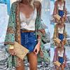 Long Sleeve Sun Protection Women Cardigan Quick Drying Summer Open Front Bohemian Floral Printed Shirt for Beach
