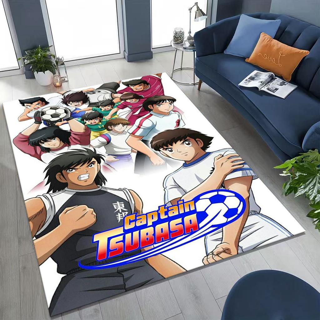 Captain Ozora Tsubasa Cartoon Football Rug for Bedroom Living Room Sofa Home Doormat Decor, Large Kids Play Non-slip Floor Mat