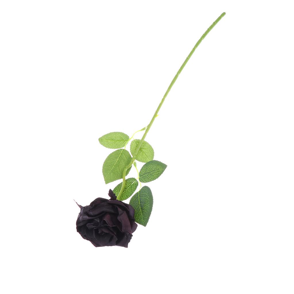 Black Rose Artificial Flower Realistic Looking Fake Rose Stem for Wedding Party Birthday Home Decor DIY Craft Decoration