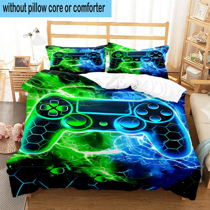 Galactic Gaming Game Controller 3pcs Bedding,Including 1pc Duvet Cover And 2pcs Pillowcases Perfect for Christmas,Ideal for Bedroom, Dormitory