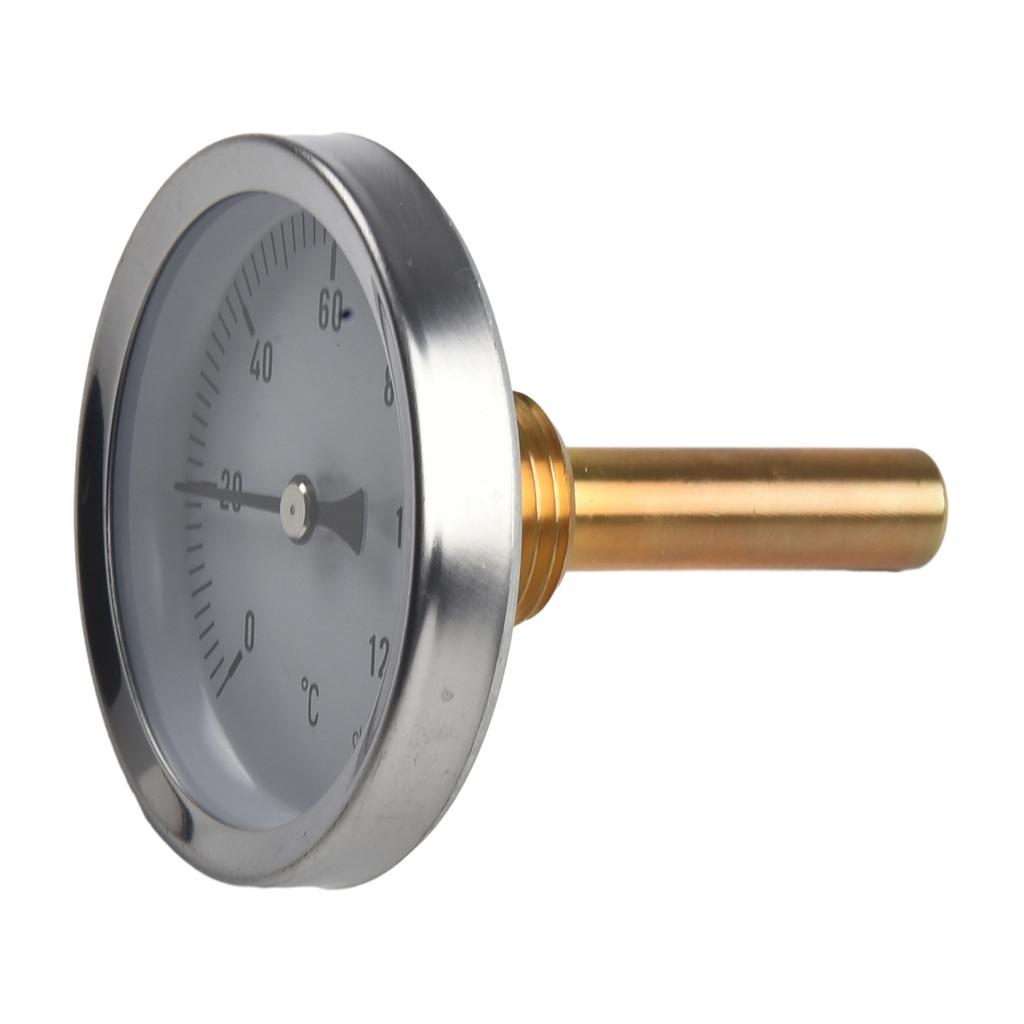 Aluminum Case Hot Water Pipe Temperature Gauge 0 120°C Removable Brass Pocket