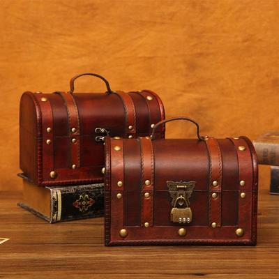 Hölzerne Schatzkiste im Retro-Stil mit Schloss - Ideal für Escape Rooms oder zur Aufbewahrung von Schmuck