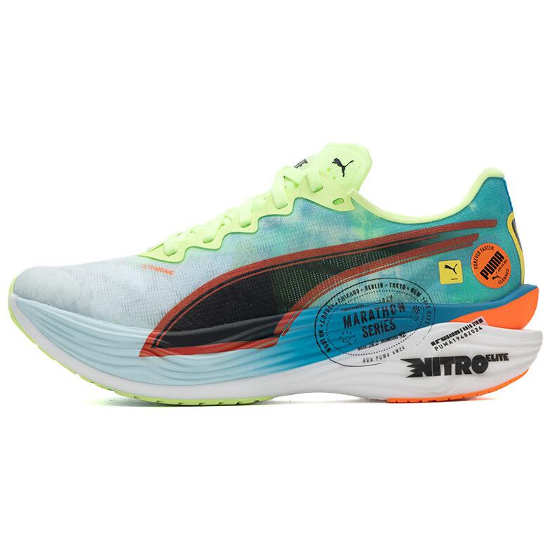Puma Unisex Deviate Nitro 3 Running Shoes White Glow Green Sky 310198-01 EU 36