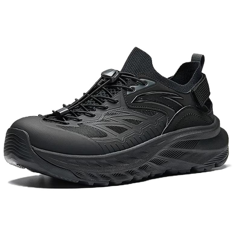 Anta Explore Fabric Synthetic Leather Comfortable Splicing Gradient Non-Slip Breathable Shock Absorbing Creek Shoes Men Shoes Black 912626602-3