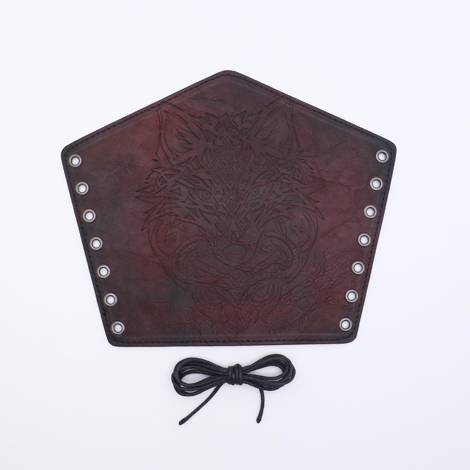 

Средневековые мужские кожаные наручи в стиле викингов, тисненые панк-наручи в виде волка, реквизит для косплея