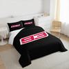 Duvet Cover Set Racing Number 93 Pink White Bold Typography Slanted Logo Black Background Motorsport Bike Print for Men Room Decor