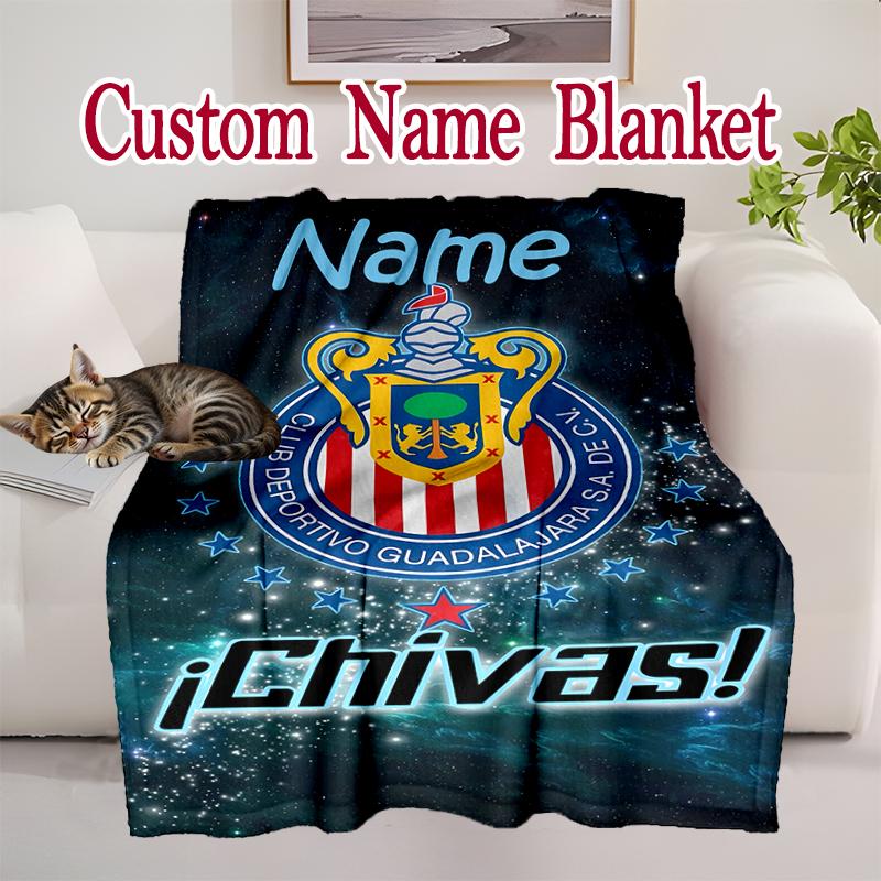 1pc Club Deportivo Guadalajara (4) Blanket, Super Cozy Printed Home Blanket, All-Season Warmth