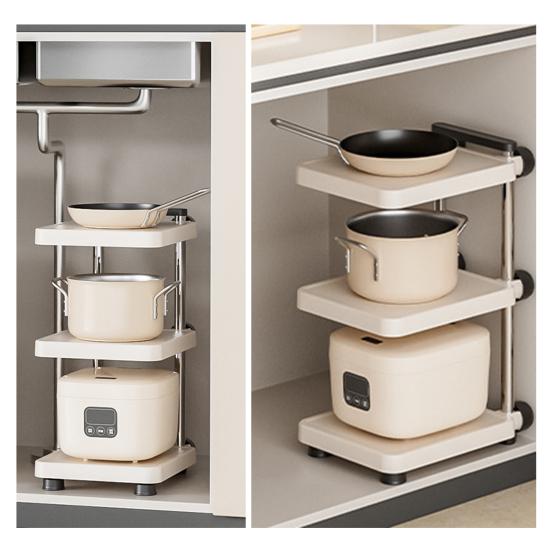 Kitchen Storage Rack Strong Load-bearing Adjustable Design Multifunctional Multi-layer Pot Storage Rack